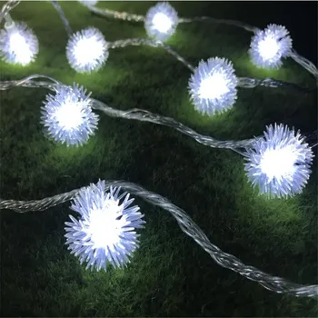 

1.5M Battery 10LED String Snowball Pompon Lover's Day Holiday Light Wedding Birthday Party roof house Decoration String Lights