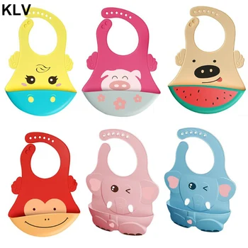 

Silicone Kids Baby Eating Bib Adjustable Waterproof Super Soft Feeding Burp Cloth Children 3D Cartoon Large Saliva Towel Newborn