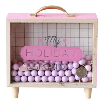 

1pc portable piggy bank wooden handle nordic style box sundries save pot money box storage box girl boy child