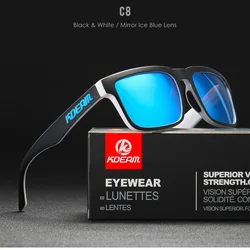 KDEAM Unisex Polarized Mirrored Sunglasses - Stylish Color Blocking Square Shades with Protective Case (C8Mirror Ice Blue)