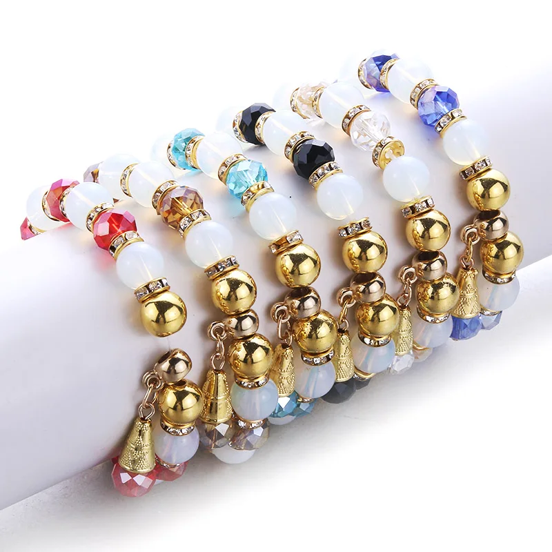 

30 style Elastic beaded bracelet high quality Gold beads Crystal bead Pendant Bracelets Noble retro bracelet bangle wholesale