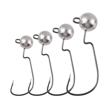 

20Pcs Lead Jig Head Fishing Hook Weedless Offset Worm Hook SAL99