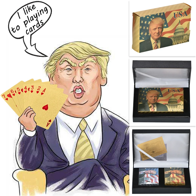 Дональд Трамп пластиковые игральные карты в покер золотой и серебряный покерный