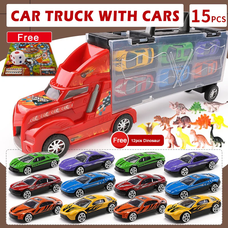 Hotwheels бренд трек игрушка сверхмощный транспортер может вместить 50 автомобилей горячие колеса Hauler грузовик игрушка Caminhao de brinquedo - Цвет: Red Truck