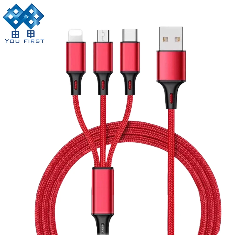 

YOU FIRST 3 In 1 USB Type C Cable for iPhone Micro USB Cable Charging Wire Type-c for Apple Android IOS Xiaomi Huawei