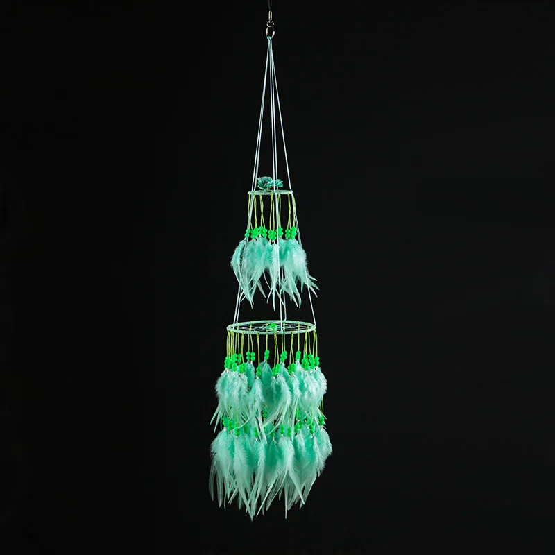 Indian Style Double Dreamcatcher Handmade Wind Chimes Hanging Pendant Dream Catcher Home Wall Art Hangings Decorations