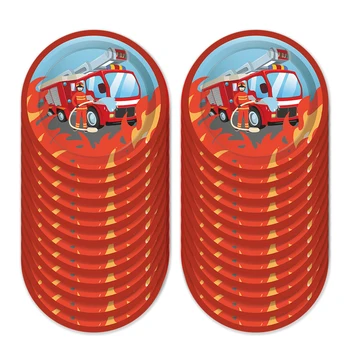 

9inch Firemen Theme Disposable Plates Baby Shower Party Decorations Happy Birthday Party Disposable Tableware Sets Party Favors