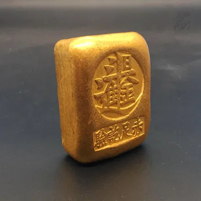 Антикварный квадратный золотой слиток (Rijin Dou Gold)|Безвалютные монеты| |