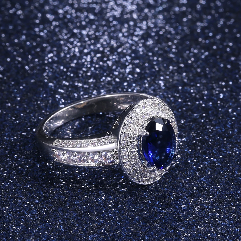 Винтажные вечерние кольца Huitan с глубоким синим кубическим цирконием для женщин, подарок на год, ювелирные изделия оптом