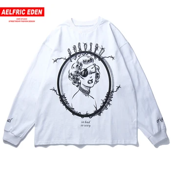 

Aelfric Eden Bad Woman Printed Mens T Shirt 2020 Streetwear Hip Hop Loose Tops Tees Harajuku Fashion Casual Cotton Long Sleeve