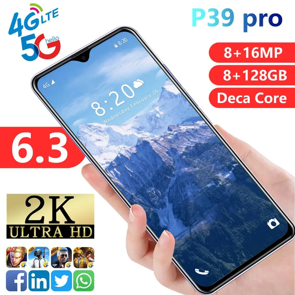 Global version 6.3 inch P39 pro Smart Android Core