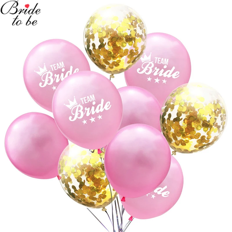 

10pcs/lot Bride To Be Ballons Confetti Just Married Wedding Bachelorette Hen Night Party Decorations Bridal Gold Sequin Ballon