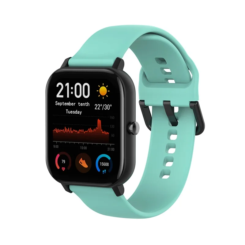 Light green Silicone Bracelet For Amazfit Gts Bip Gtr 42mm Wrist Strap For Vivoactive3 Forerunner645 245 For Huawei Watch2 Smart Watch Band - Цвет: Light green
