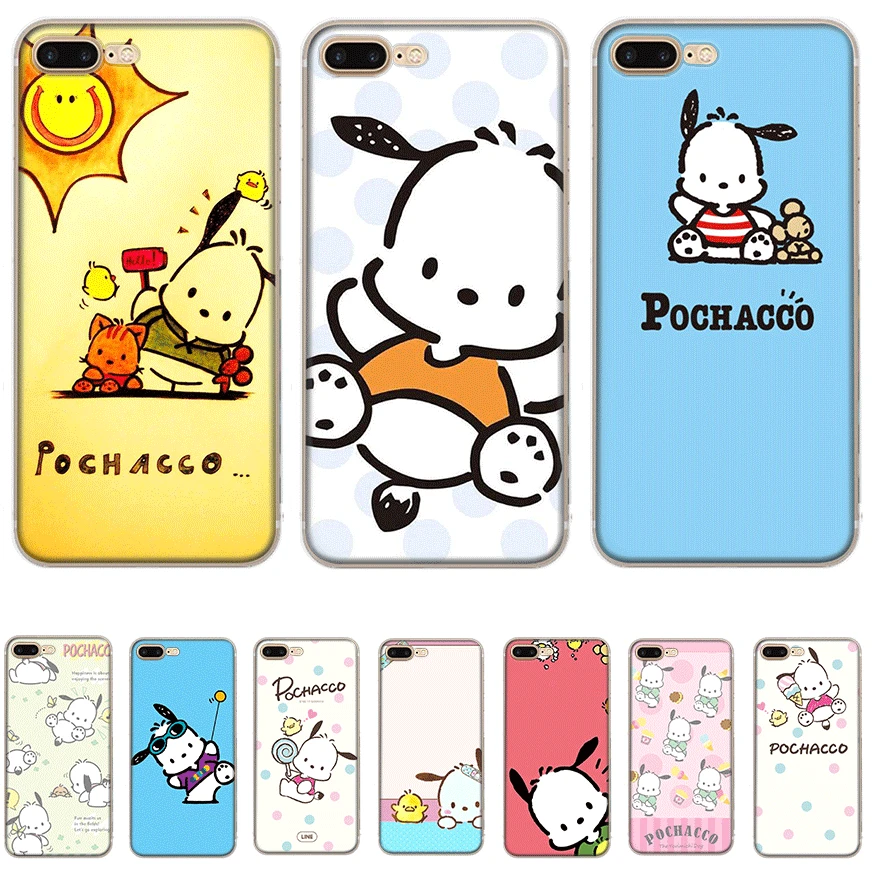 

Mobile Phone Case For Iphone X XS Max XR 6 6S 7 8 Plus 5 5S SE Hard Cover Cute Cartoon Black Pochacco Dog Shell Protection