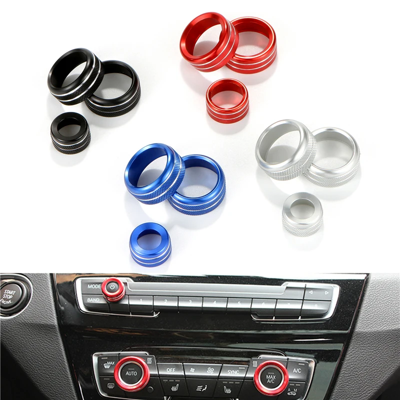3 Pcs Air Condition Knobs Volume Control Button Circle Decoration Ring  Cover For BMW 1 2 3 4 Series F30 F34 F46 GT X1 F47 13-18