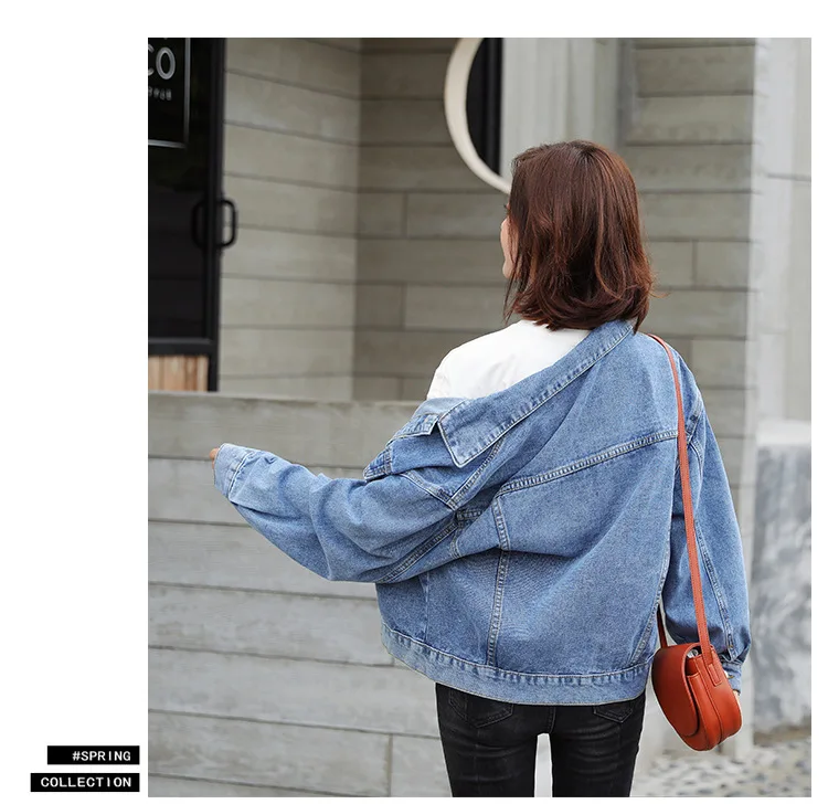 Photo Shoot Video Jeans Coat Women's Dull Polish Textured Blue Loose-Fit Korean-style Slimming Casual Versatile BF Style Tops