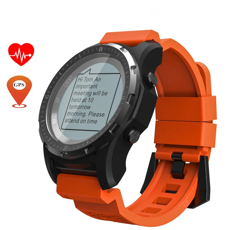 Gps S966 Смарт-часы для мужчин монитор сердечного ритма мульти-спортивные фитнес-часы-трекер компас с Bluetooth высота спортивные умные часы - Цвет: Оранжевый