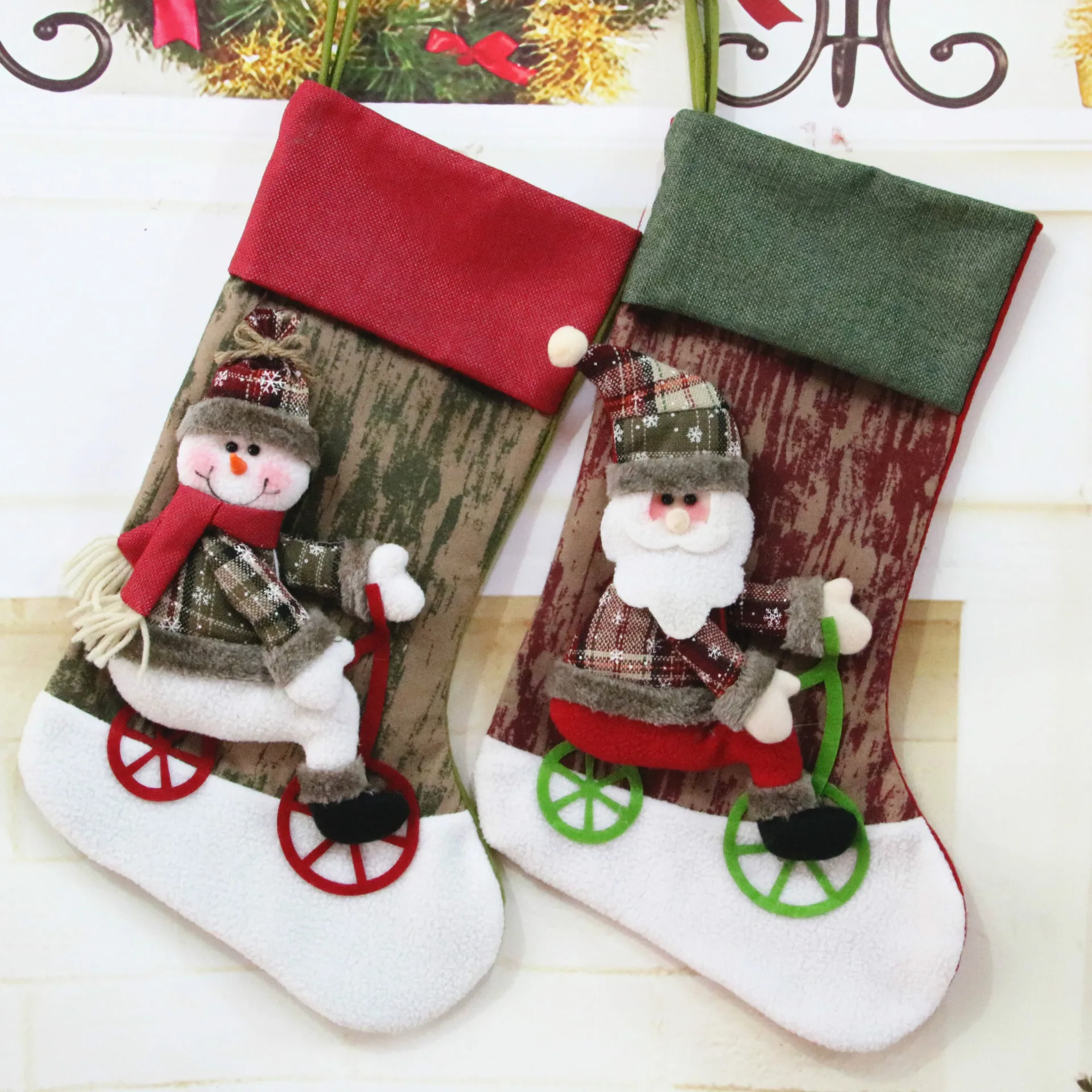 

2017 New Style Christmas Stockings Stereo Wheel Christmas Stockings Christmas Socks Christmas Gift Bag Christmas Ornaments