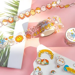 Autocollants de scellage, bande adhésive transparente en PET, chat mignon, dessin animé, pour Album Photo, journal intime, décoration, DIY bricolage 