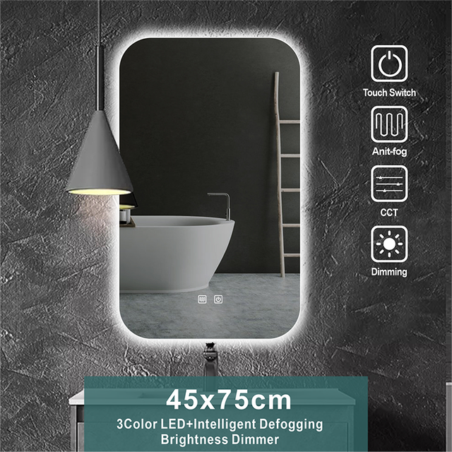 Bathroom Mirror With light Anti-Fog Brightness Dimmer Three Color LED Bath Vanity Full Body Makeup Mirror