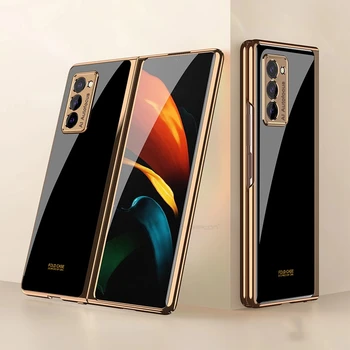 

Plating Glass Case For Samsung Galaxy Z Fold 2 Case 360 Full Protection Cover For Samsung Galaxy Z Fold2 5G Flip Shockproof