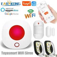 Tuyasmart-sistema de alarma antirrobo para el hogar, sirena estroboscópica inalámbrica de 433MHz, Wifi, Smart Life / Tuyasmart / Alexa /Google Home APP