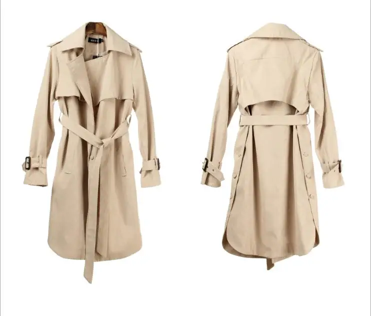 Модное женское пальто с поясом, накидки для панков для женщин, длинный плащ, осенняя ветровка, женские пальто размера плюс, женское осеннее пальто - Цвет: khaki