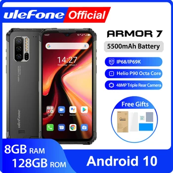 Перейти на Алиэкспресс и купить Ulefone Armor 7 Android 10 прочный мобильный телефон 2,4G/5G WiFi 8 ГБ + 128 ГБ Helio P90 IP68 48MP CAM 4G LTE глобальная версия смартфона