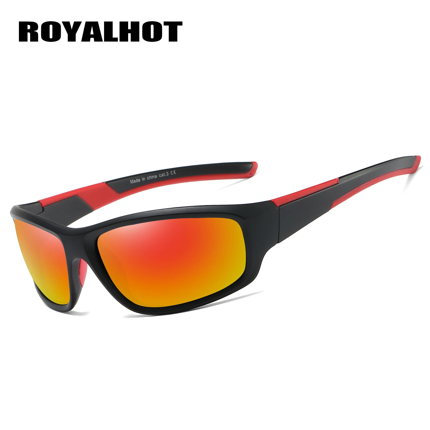 RoyalHot, мужские, женские, Поляризованные, черные и красные, спортивные солнцезащитные очки, Ретро стиль, солнцезащитные очки, солнцезащитные очки, 900204 - Цвет линз: black red