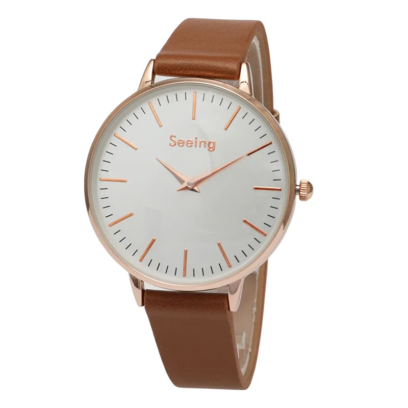 

Fashion Simple Style Casual Ultra-Thin Two Needle Leather Belt Women's Quartz Watch Five-Color Selectable