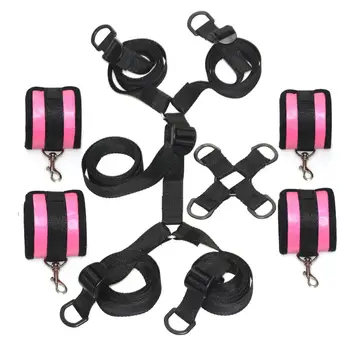 Under Bed BDSM Leather Bondage Handcuffs & Ankle Cuffs Restraint System Fetish Slave Sex Toys For Couples Adult Erotic Toy Games 5