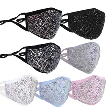 Masque facial en strass brillant avec perles pour femmes, couverture en cristal à élasticité scintillante, bijoux de visage, décoration de Cosplay, cadeau de fête