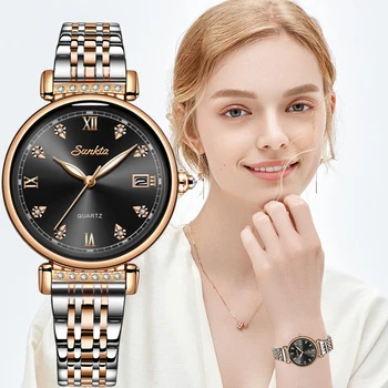 

Montre Femme SUNKTA Ultra-thin Women Watch Top Luxury Brand Creative Design Women's Wrist Watches Female Clock Relogio Feminino