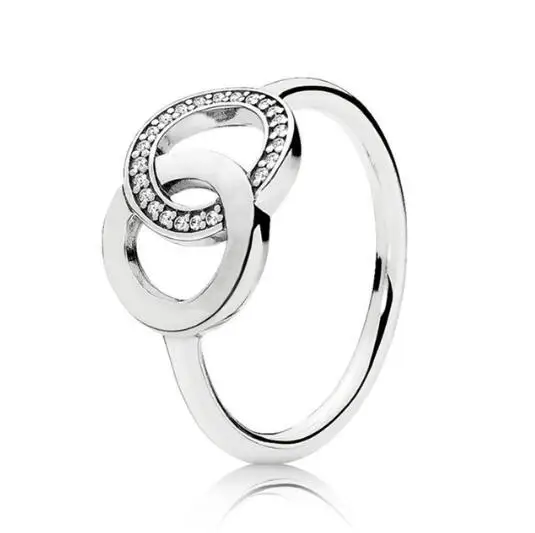 

Original 925 Sterling Silver Ring Signature Circles With Crystal Rings For Women Wedding Party Gift Fashion Jewelry
