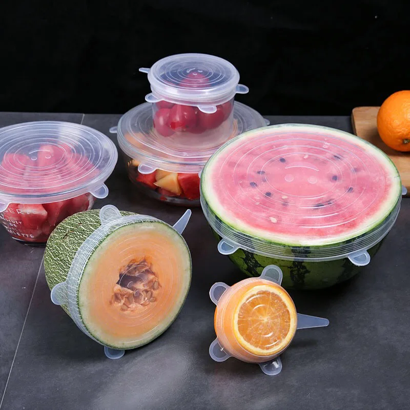 6Pcs Siliconen Vershoud Deksels Silicone Stretch Lids Universal Extensible Food Cover Seal Deksel Fresh-keeping | Дом и сад