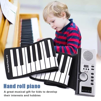 

Portable Electronic Hand Roll Piano Flexible Roll up Keyboard Silicone Piano WHShopping