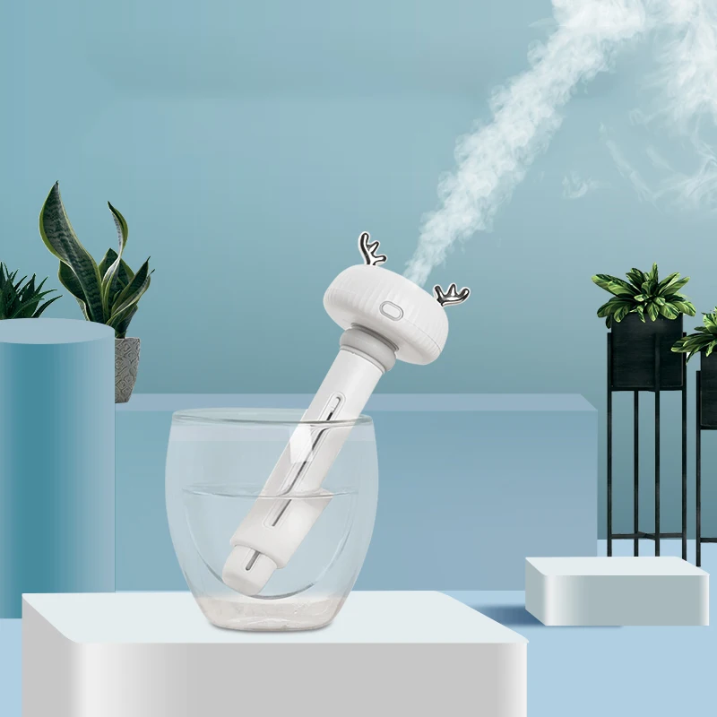 

USB Air Humidifier Aroma Oil Diffuser Mini Travel Portable Adorable Deer Ultrasonic Humidifier Car Cool Mist Maker for Home