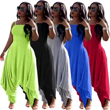 Women Oversized Harem Jumpsuits Side Zipper Wrapped Drop Crotch Rompers Stacked Hem Neon Green Chic Party Wear Sarouel