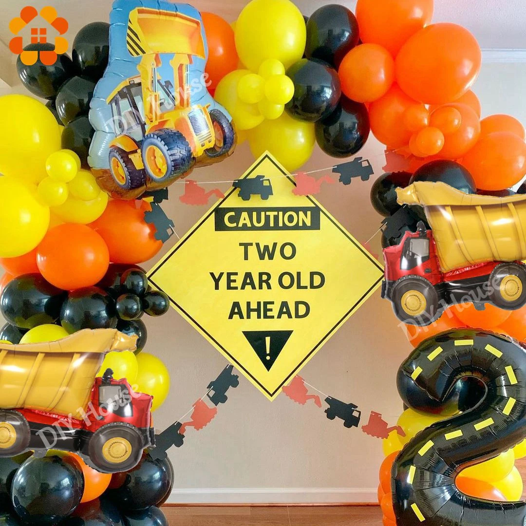 Paquete de globos inflables con tema de Tractor de construcción decoración de fiesta de camión, vehículo, Baby Shower, suministros de fiesta de cumpleaños
