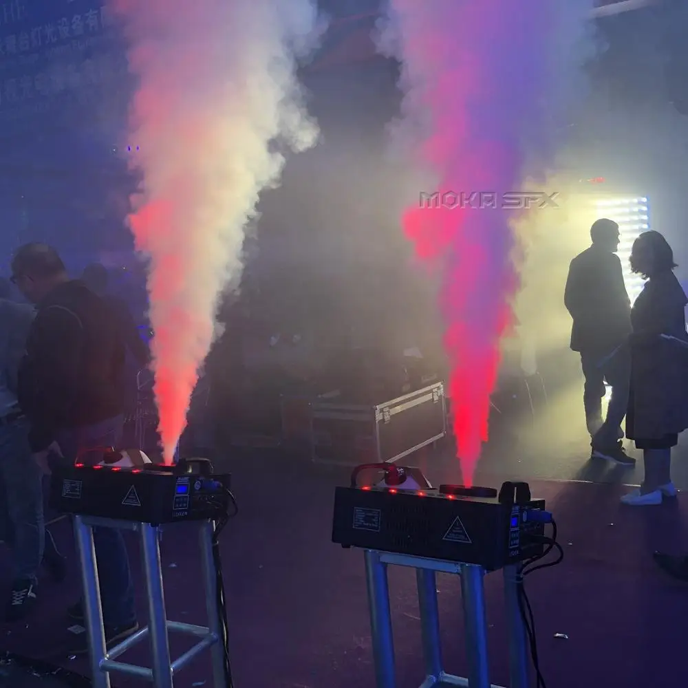MOKA SFX супер струйная противотуманная Машина DMX 512 с пультом дистанционного управления мощный вертикальный дымоход светодиодный RGB цветной эффект вечерние украшения