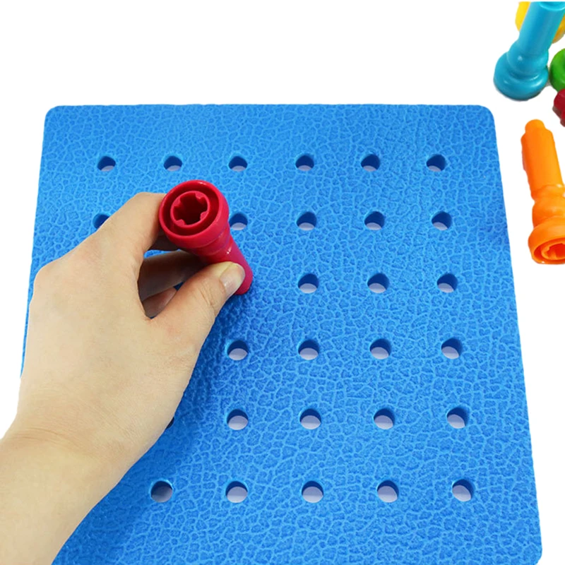 25PCS Peg Board Puzzle Toys Set Montessori 3D Color Jigsaw Board Stacking Games Educational Fine Motor Skills Toys For Toddlers