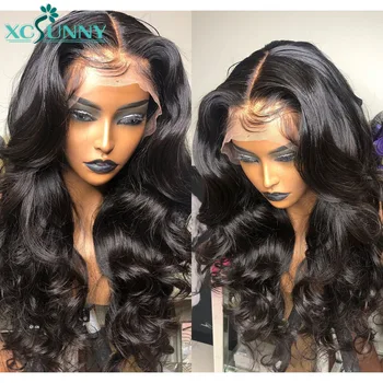 

Water Wave Full Lace Wig Glueless 180 Density 13x6 Lace Front Human Hair Wigs Pre Plucked Bleached Knots Remy Brazilian xcsunny