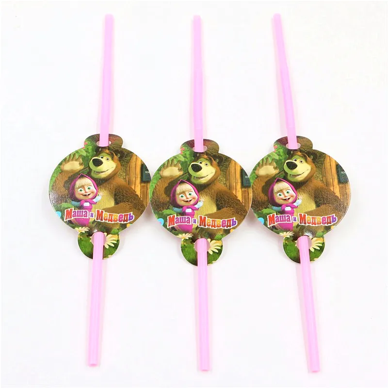 95 шт/125 pcs с днем рождения с героями мультфильма «Маша и Медведь» детский душ вечерние украшения набор баннер скатерть стакан с соломинкой пластины Сделано в Китае