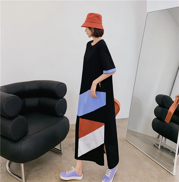 New 2020 Fashion streetwear letter words print maxi long dress boho beach sundress vestidos zomerjurk dames