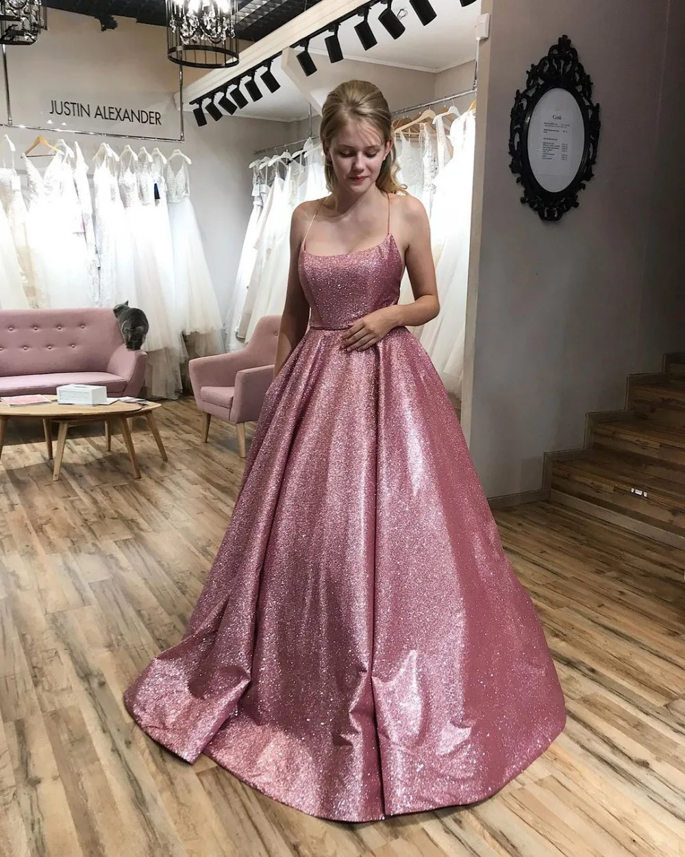 Robe De Soiree блестящая Румяна вечернее платье с блестками На Бретельках Вечернее платье без спинки Выпускные платья Длинные