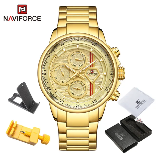 NAVIFORCE Luxury Brand Mens Watches Multi-function Auto Date Waterproof Clock Fashion Casual Quartz Wristwatch Relogio Masculino GG BOX