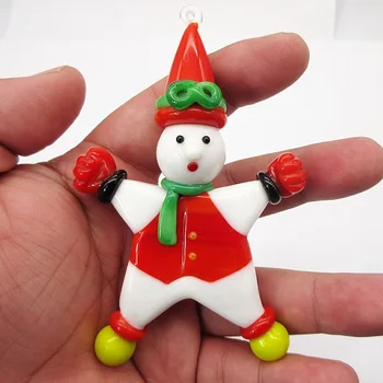 

Handmade Murano Glass Santa Claus, Snowman Figurine Ornament Christmas Tree Decor Cute Pendant Accessories Holiday Gift For Kids