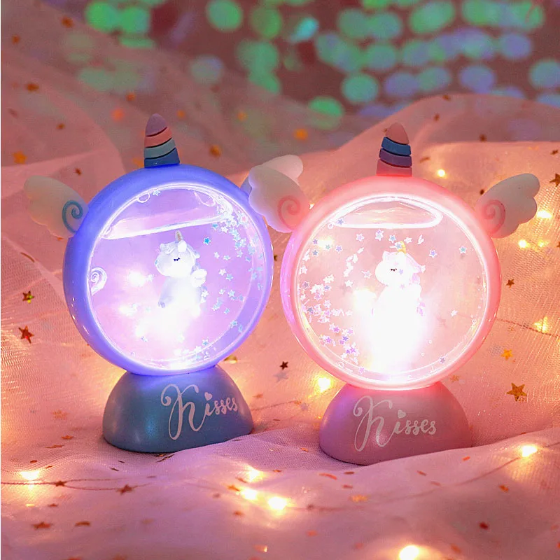 Светодиодный мультфильм украшения ночной светильник свет единорога детская комната лампы дисплея для мальчиков и девочек милые подарки