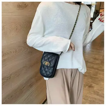 

CHISPAULO New Casual Small Chain Bags PU Leather Solid Color Ladies Phone Purse Bag Crossbody Bags For Women