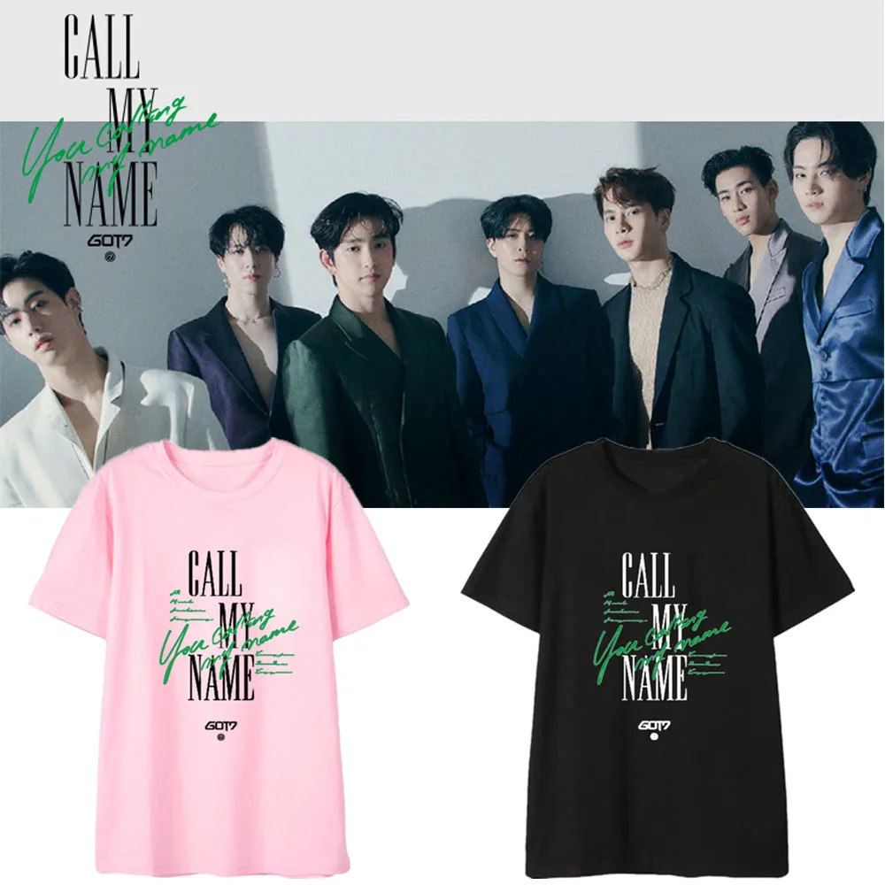 Новая корейская мода Поп Got7 альбом Call My имя напечатано T рубашка для мужчин/для